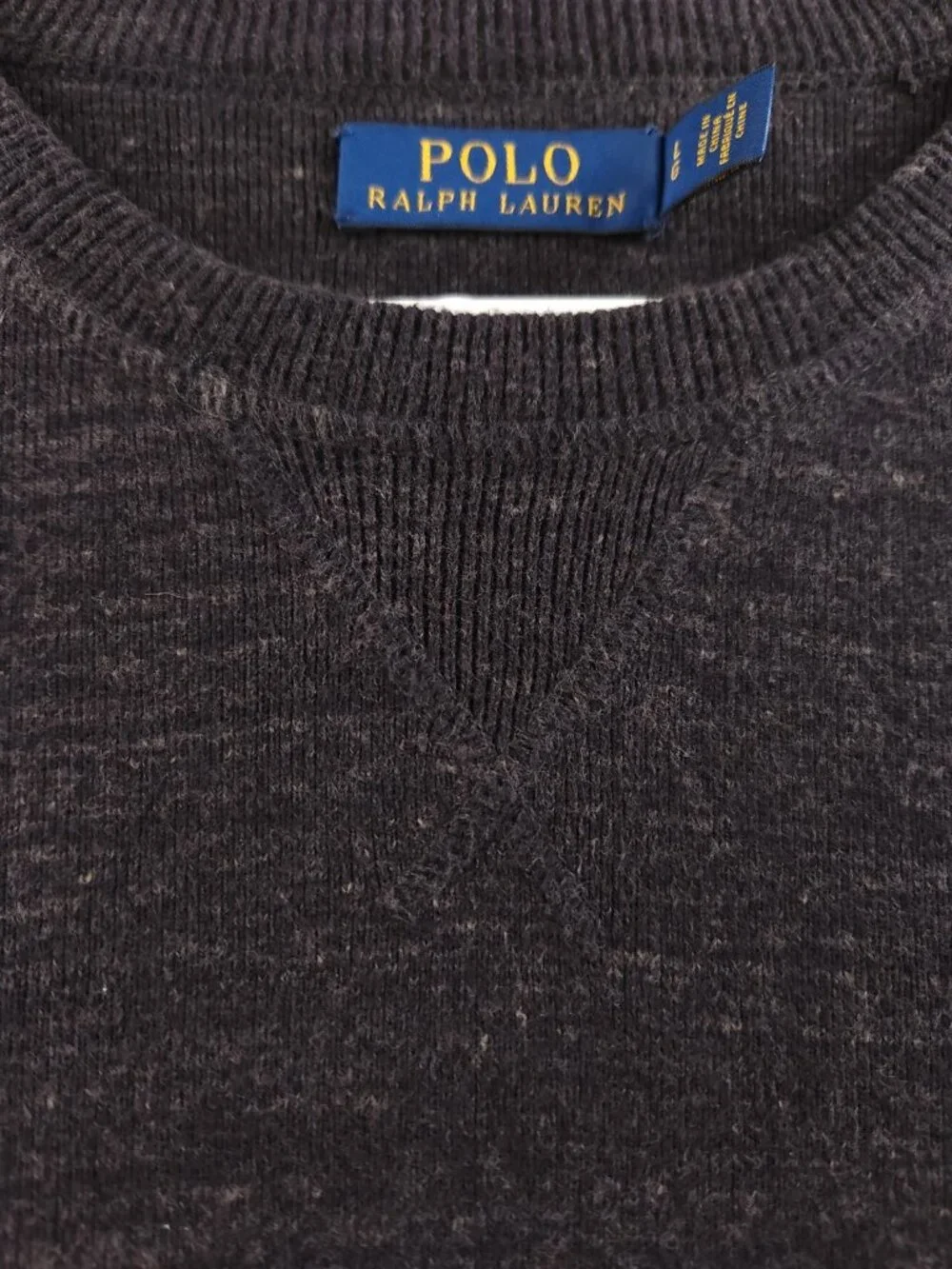 Polo Ralph Lauren Men Charcoal Gray Heathered Cotton Crewneck Sweater Large
